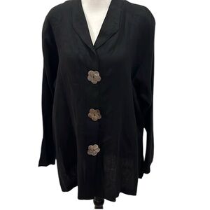 David Dart Collection Vintage Linen Black Jacket Large Made in USA